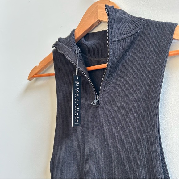NWT Alice + Olivia Darcey Turtleneck Sweater Tank In Black, Size L - Picture 6 of 9